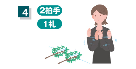 4.2回しのび手を打ち（※音を立てない）、再び深く一礼する。神官と遺族に礼をして終える。