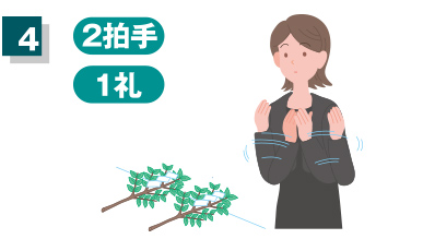 4.2回しのび手を打ち（※音を立てない）、再び深く一礼する。神官と遺族に礼をして終える。